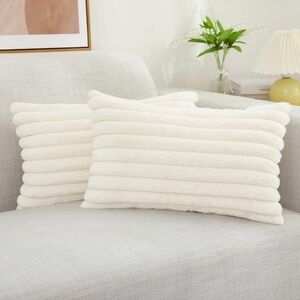 decorUhome Pack of 2 Faux Fur Plush Throw Pillow Covers 12x20